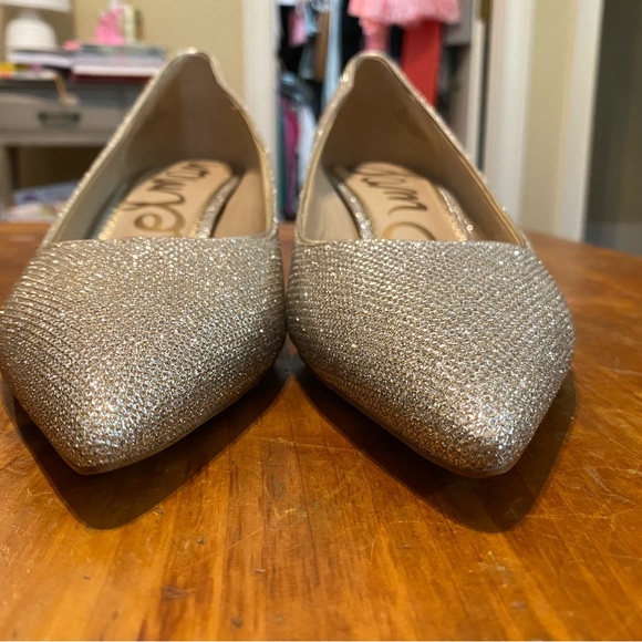 Sam Edelman Champagne Glitter Pointed-Toe Slip-On High Heel Pumps 2 inch Size 10 - Picture 7 of 8
